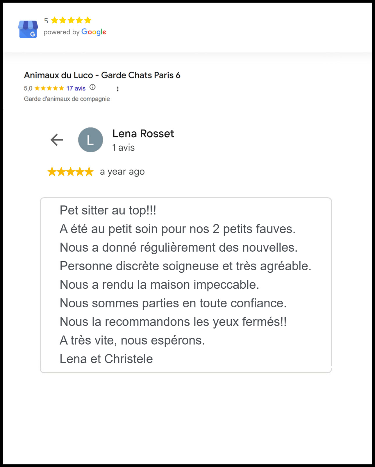 Avis Google - Céline