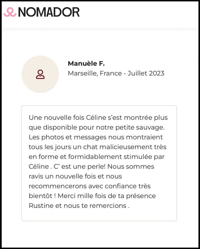 Avis Nomador - Céline